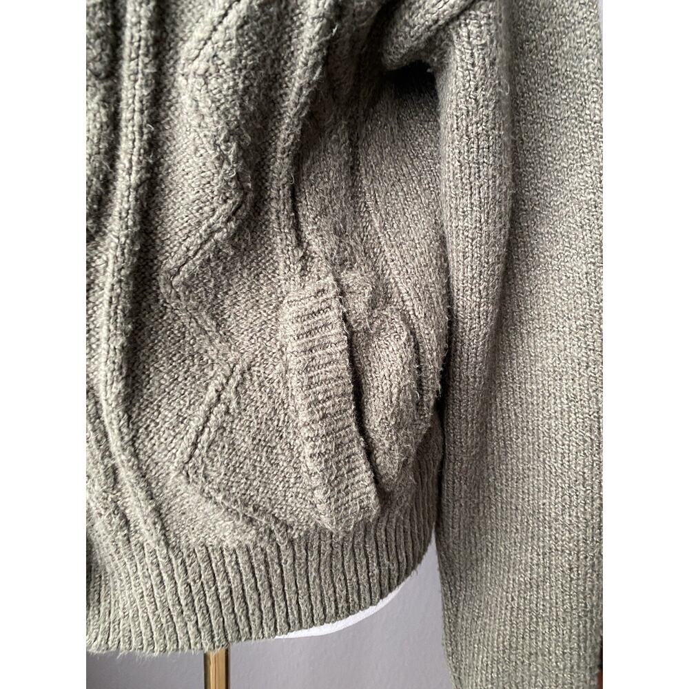 Anthropologie Pilcro cable knit shawl collar cardigan sweater olive Women S Knit - Picture 16 of 16